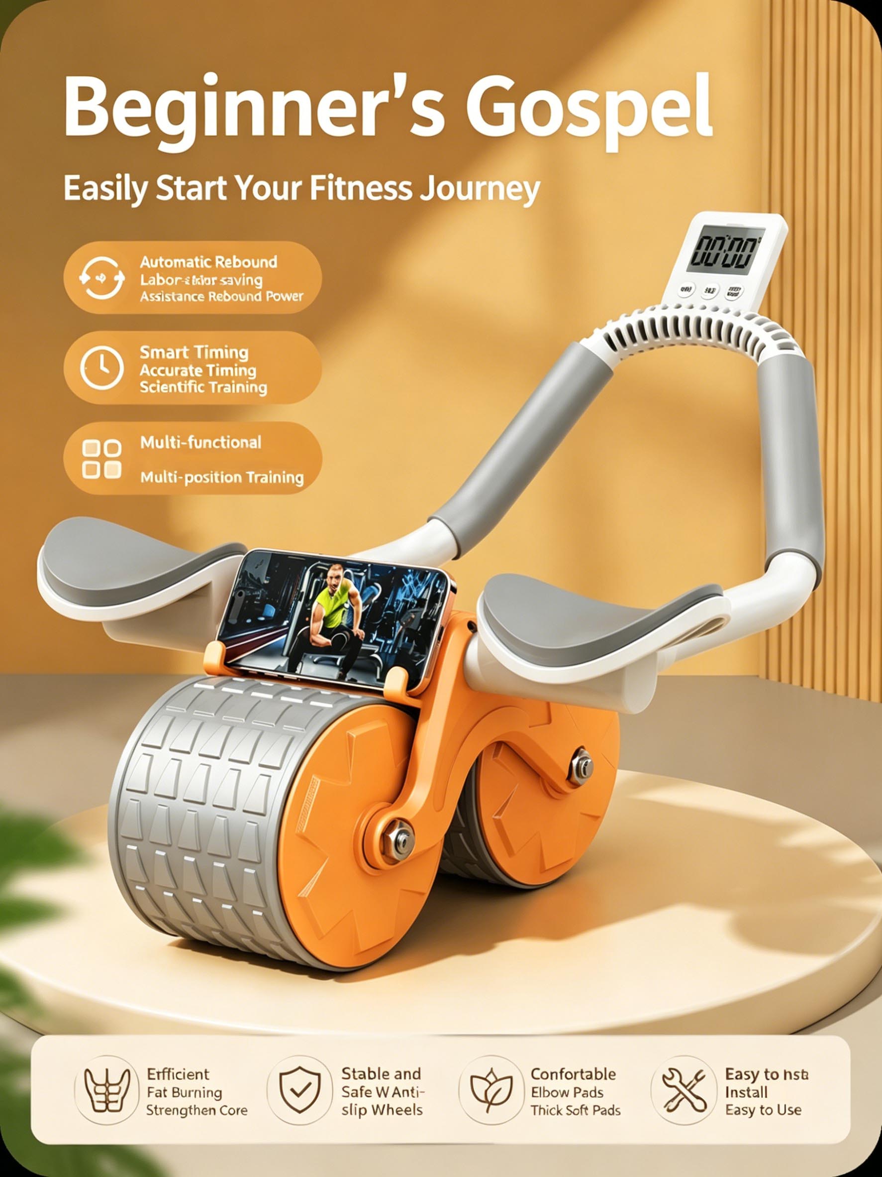 Ab Roller Wheel With Elbow Support - Тренажер для пресса с автоматическим отскоком